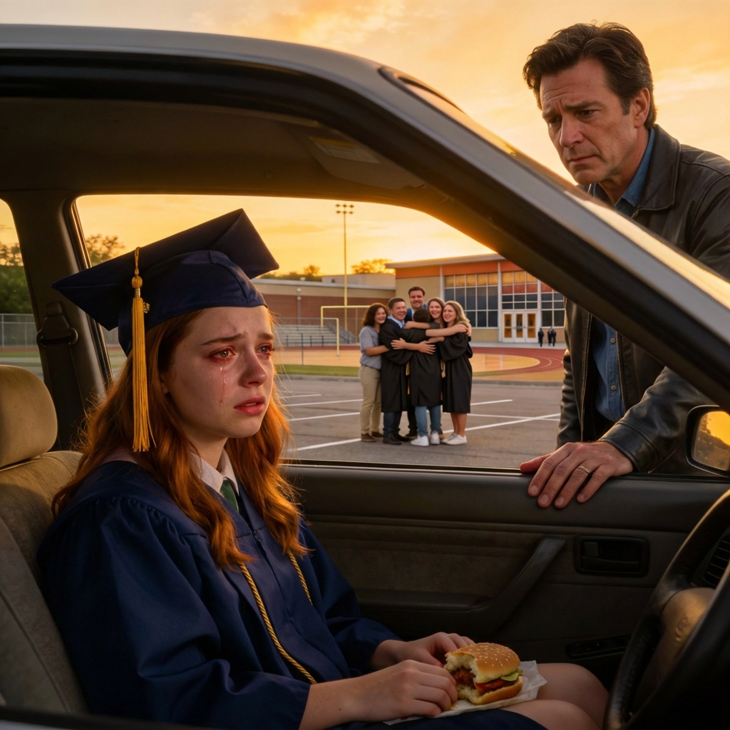 I Ate Alone In My Car After Graduation While Families Hugged And Took Photos Inside The Gym—My Parents Never Came, No Calls, No Pictures, Not Even An Excuse—But As I Took A Bite Of My Burger, Someone Knocked On My Window And Everything Changed