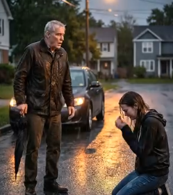 I found my daughter kneeling in the rain, while her husband punished her for buying a new dress. From inside, I could hear her husband and his family laughing. I pulled her up, kicked the door open, and said five words they would never forget.