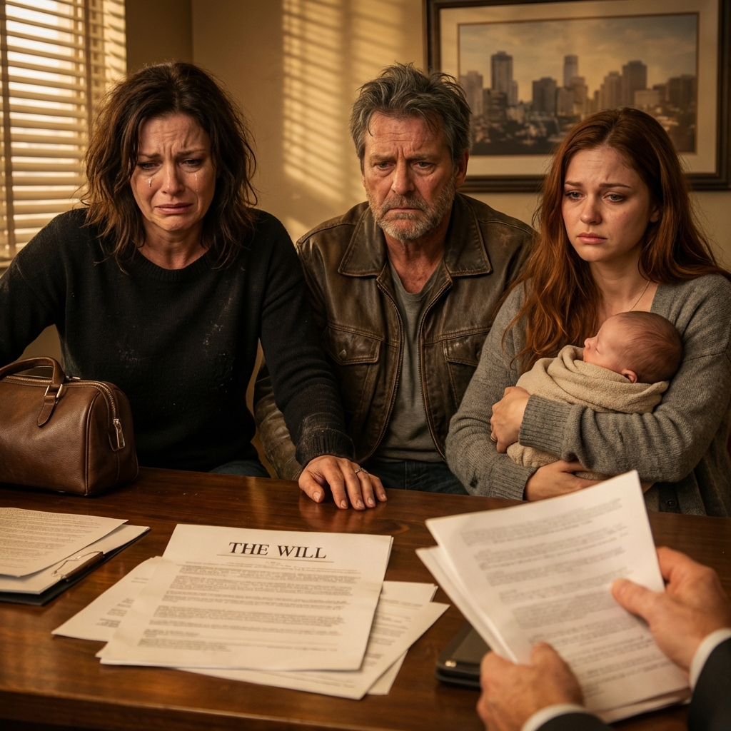After my mother-in-law passed away, I went to the reading of her will—only to find my husband sitting there with his mistress… and a newborn in her arms