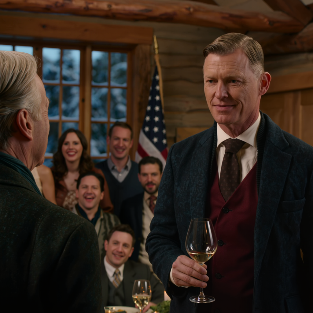 At Christmas dinner, my son raised his glass and said, “May this be Dad’s last Christmas in this house.” Everyone laughed. His wife clinked her glass. I smiled back. “For family,” I said quietly. The next morning, when he walked into the kitchen and saw who was sitting at my table, the color drained from his face completely.