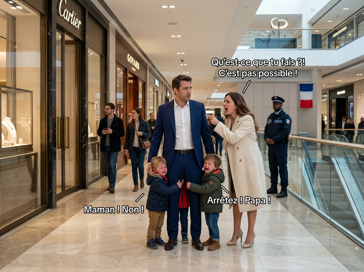 Je n’étais au centre commercial Jabi Lake que pour acheter une montre—jusqu’à trois heures… Je n’étais qu’au centre commercial Jabi Lake pour acheter une montre — jusqu’à ce que trois enfants se précipitent dans mes bras en pleurant : « Papa ! Tu es revenu ! » Mon sang s’est figé. Je ne les avais jamais vus auparavant. Puis j’ai levé les yeux et j’ai vu leur mère me fixer comme si j’avais détruit sa vie. « Maxwell Donovan, » murmura-t-elle en tremblant, « tu nous as abandonnés. » À cet instant, mon monde parfait s’est fissuré… et je n’avais aucune idée que le cauchemar ne faisait que commencer.