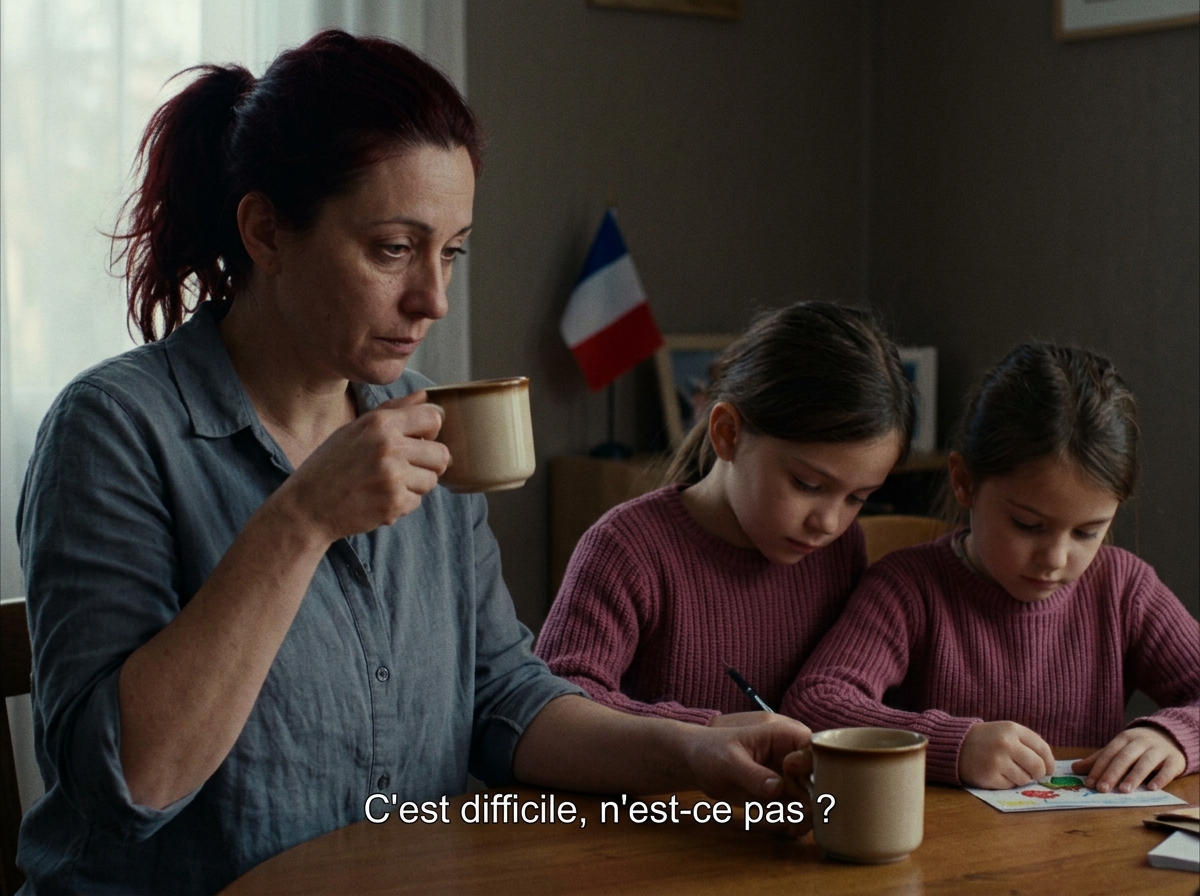 Ma fille m’a tendu une tasse de chocolat chaud, souris…