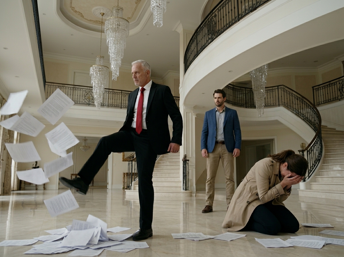Je suis restée là, serrant les papiers du divorce, mon mari silencieux pendant que son… Je suis restée là, serrant les papiers du divorce, mon mari silencieux pendant que son père me regardait droit dans les yeux et disait : « Vous avez une heure. Pars sans rien. » Une épouse marionnette. Une humiliation de naissance modeste. C’était tout ce que j’étais pour eux. Mais en sortant du manoir dont ils m’ont volé la vie, j’ai chuchoté : « Tu viens de jeter la femme qui a bâti ton empire. » Ils n’avaient aucune idée de ce que j’allais devenir.