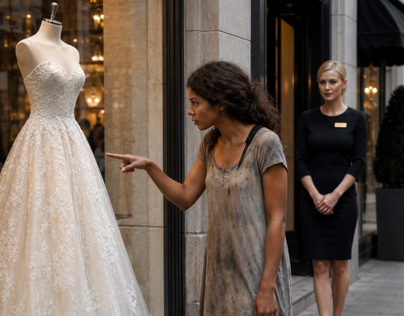 Une femme sans-abri voulait essayer la robe la plus chère d’un magasin de robes de mariée : des gens lui ont crié dessus et ont essayé de la mettre à la porte, mais avant de partir, elle a fait quelque chose qui a complètement stupéfié tous les employés.